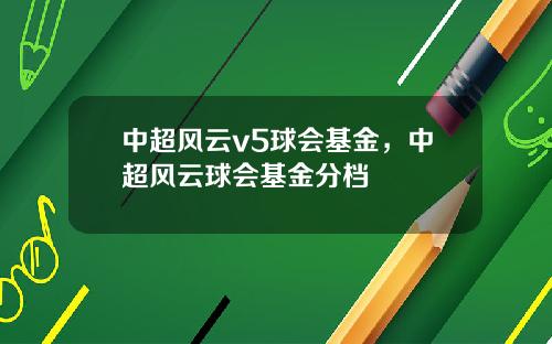 中超风云v5球会基金，中超风云球会基金分档