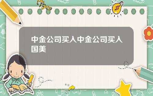 中金公司买入中金公司买入国美