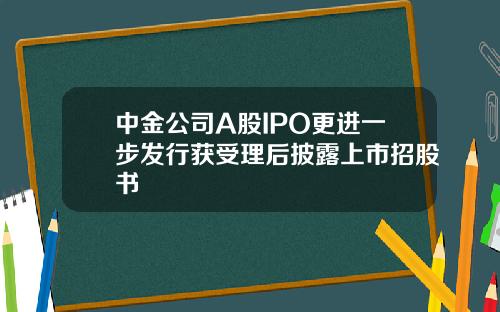 中金公司A股IPO更进一步发行获受理后披露上市招股书