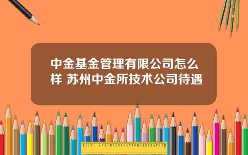 中金基金管理有限公司怎么样 苏州中金所技术公司待遇