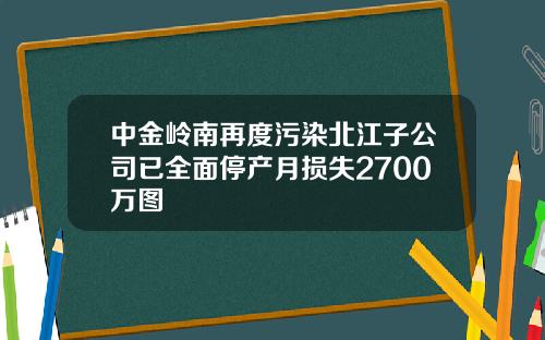 中金岭南再度污染北江子公司已全面停产月损失2700万图