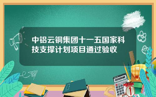 中铝云铜集团十一五国家科技支撑计划项目通过验收