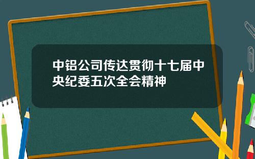 中铝公司传达贯彻十七届中央纪委五次全会精神