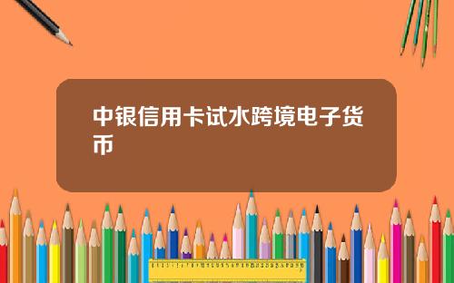 中银信用卡试水跨境电子货币