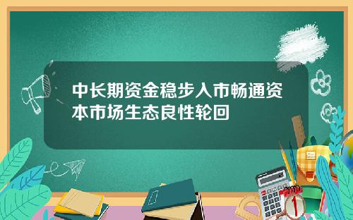中长期资金稳步入市畅通资本市场生态良性轮回