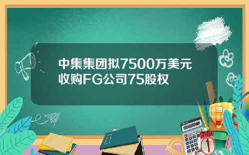 中集集团拟7500万美元收购FG公司75股权