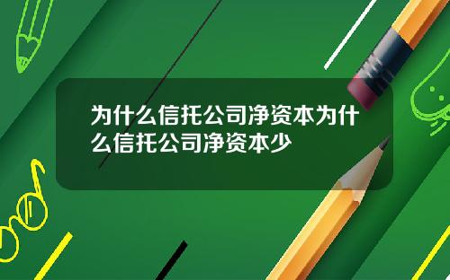 为什么信托公司净资本为什么信托公司净资本少