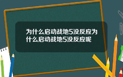 为什么启动战地5没反应为什么启动战地5没反应呢