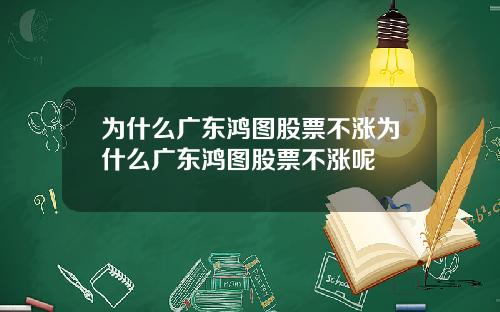 为什么广东鸿图股票不涨为什么广东鸿图股票不涨呢