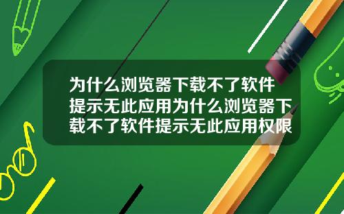 为什么浏览器下载不了软件提示无此应用为什么浏览器下载不了软件提示无此应用权限