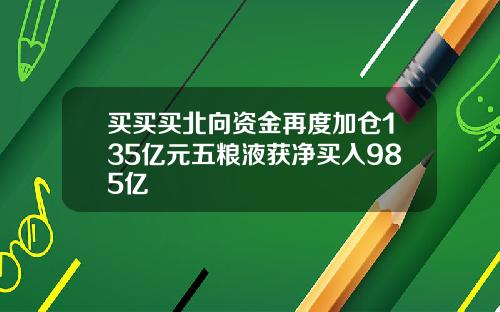 买买买北向资金再度加仓135亿元五粮液获净买入985亿