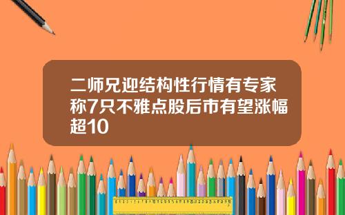 二师兄迎结构性行情有专家称7只不雅点股后市有望涨幅超10