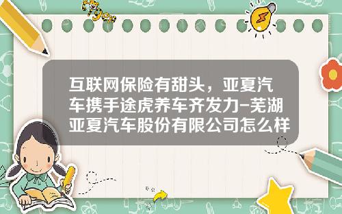 互联网保险有甜头，亚夏汽车携手途虎养车齐发力-芜湖亚夏汽车股份有限公司怎么样【新闻】.