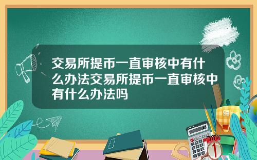 交易所提币一直审核中有什么办法交易所提币一直审核中有什么办法吗