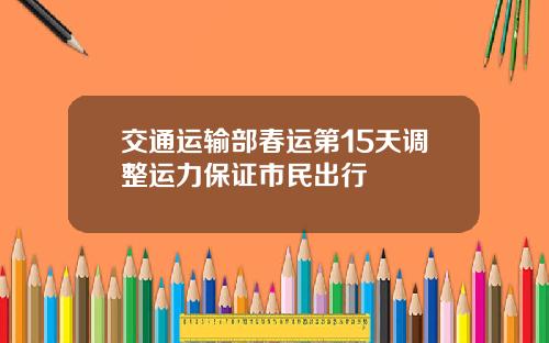 交通运输部春运第15天调整运力保证市民出行