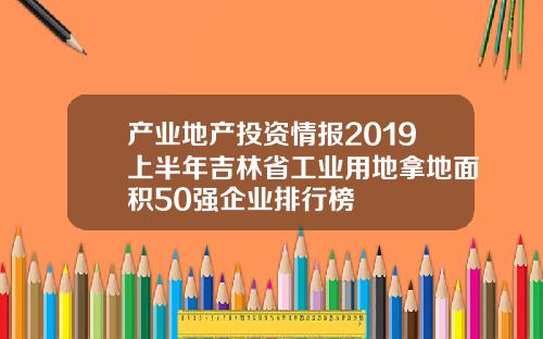 产业地产投资情报2019上半年吉林省工业用地拿地面积50强企业排行榜