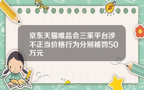 京东天猫唯品会三家平台涉不正当价格行为分别被罚50万元