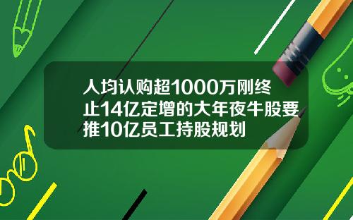 人均认购超1000万刚终止14亿定增的大年夜牛股要推10亿员工持股规划