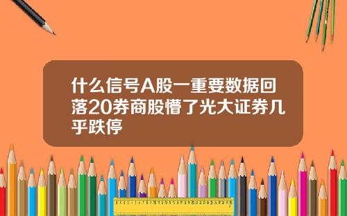 什么信号A股一重要数据回落20券商股懵了光大证券几乎跌停