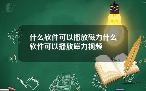 什么软件可以播放磁力什么软件可以播放磁力视频