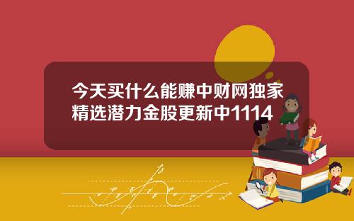 今天买什么能赚中财网独家精选潜力金股更新中1114