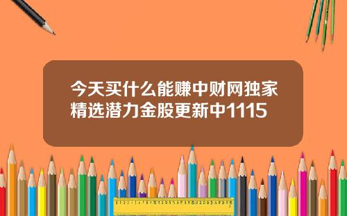 今天买什么能赚中财网独家精选潜力金股更新中1115