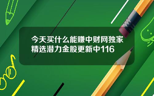 今天买什么能赚中财网独家精选潜力金股更新中116