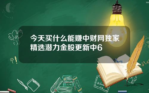 今天买什么能赚中财网独家精选潜力金股更新中6