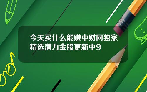 今天买什么能赚中财网独家精选潜力金股更新中9