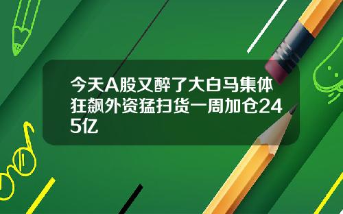 今天A股又醉了大白马集体狂飙外资猛扫货一周加仓245亿
