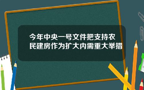 今年中央一号文件把支持农民建房作为扩大内需重大举措