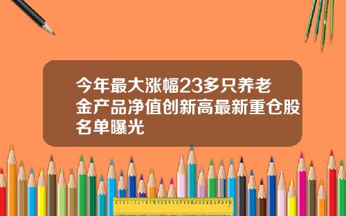 今年最大涨幅23多只养老金产品净值创新高最新重仓股名单曝光