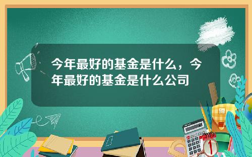 今年最好的基金是什么，今年最好的基金是什么公司