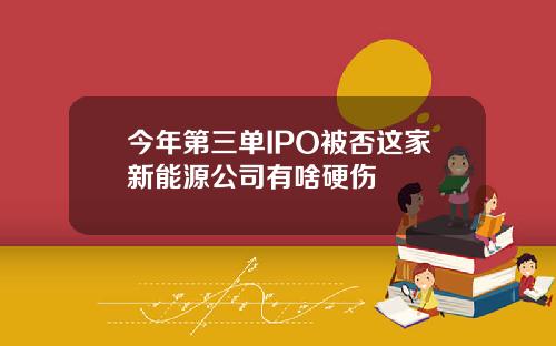 今年第三单IPO被否这家新能源公司有啥硬伤