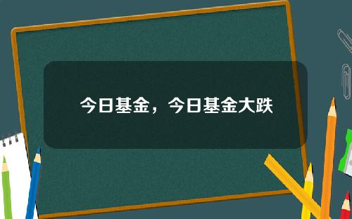今日基金，今日基金大跌