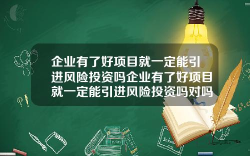 企业有了好项目就一定能引进风险投资吗企业有了好项目就一定能引进风险投资吗对吗