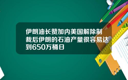 伊朗油长赞加内美国解除制裁后伊朗的石油产量很容易达到650万桶日