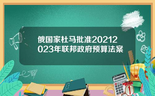 俄国家杜马批准20212023年联邦政府预算法案