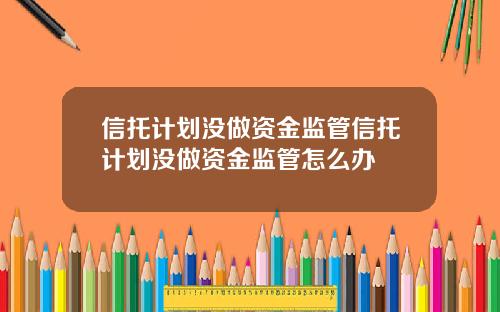 信托计划没做资金监管信托计划没做资金监管怎么办