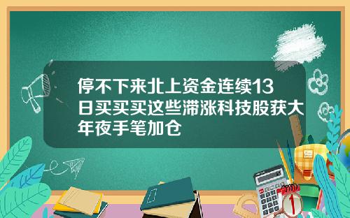 停不下来北上资金连续13日买买买这些滞涨科技股获大年夜手笔加仓