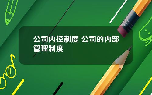 公司内控制度 公司的内部管理制度
