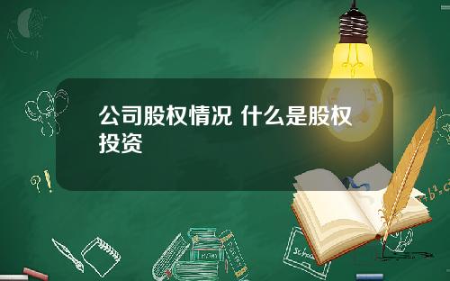公司股权情况 什么是股权投资