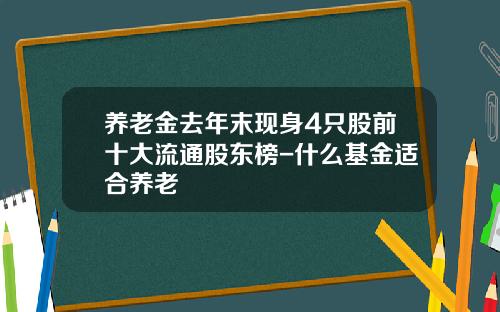 养老金去年末现身4只股前十大流通股东榜-什么基金适合养老