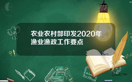 农业农村部印发2020年渔业渔政工作要点