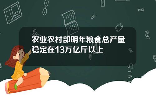 农业农村部明年粮食总产量稳定在13万亿斤以上