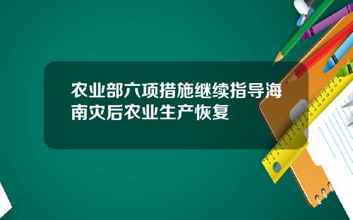 农业部六项措施继续指导海南灾后农业生产恢复