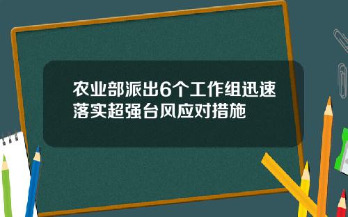 农业部派出6个工作组迅速落实超强台风应对措施