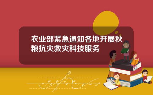 农业部紧急通知各地开展秋粮抗灾救灾科技服务