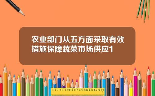 农业部门从五方面采取有效措施保障蔬菜市场供应1