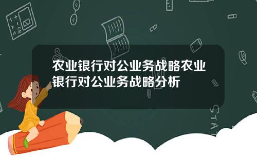 农业银行对公业务战略农业银行对公业务战略分析